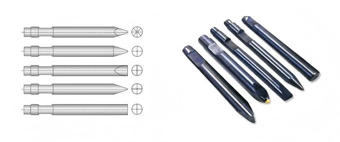 Excavator hammer drill rod type