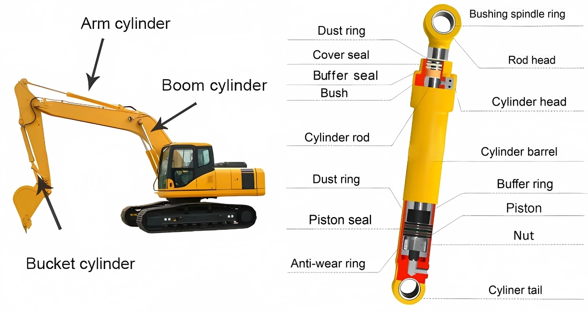 Excavator parts hydraulic cylinder