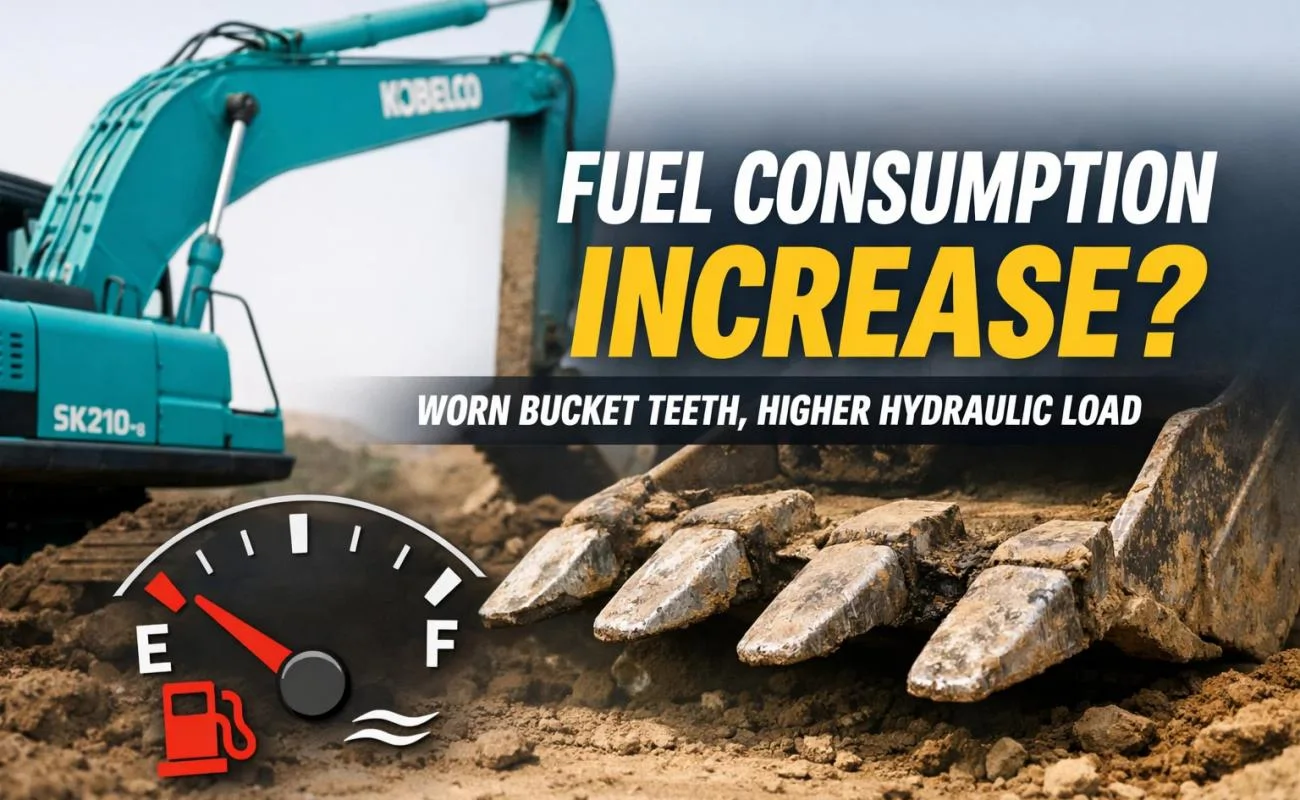 Kobelco SK210-8 Worn Bucket Teeth Raise Hydraulic Load